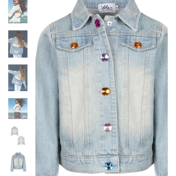 Lola + The Boys Rainbow Pearl Denim Jacket 8 - Picture 2 of 6